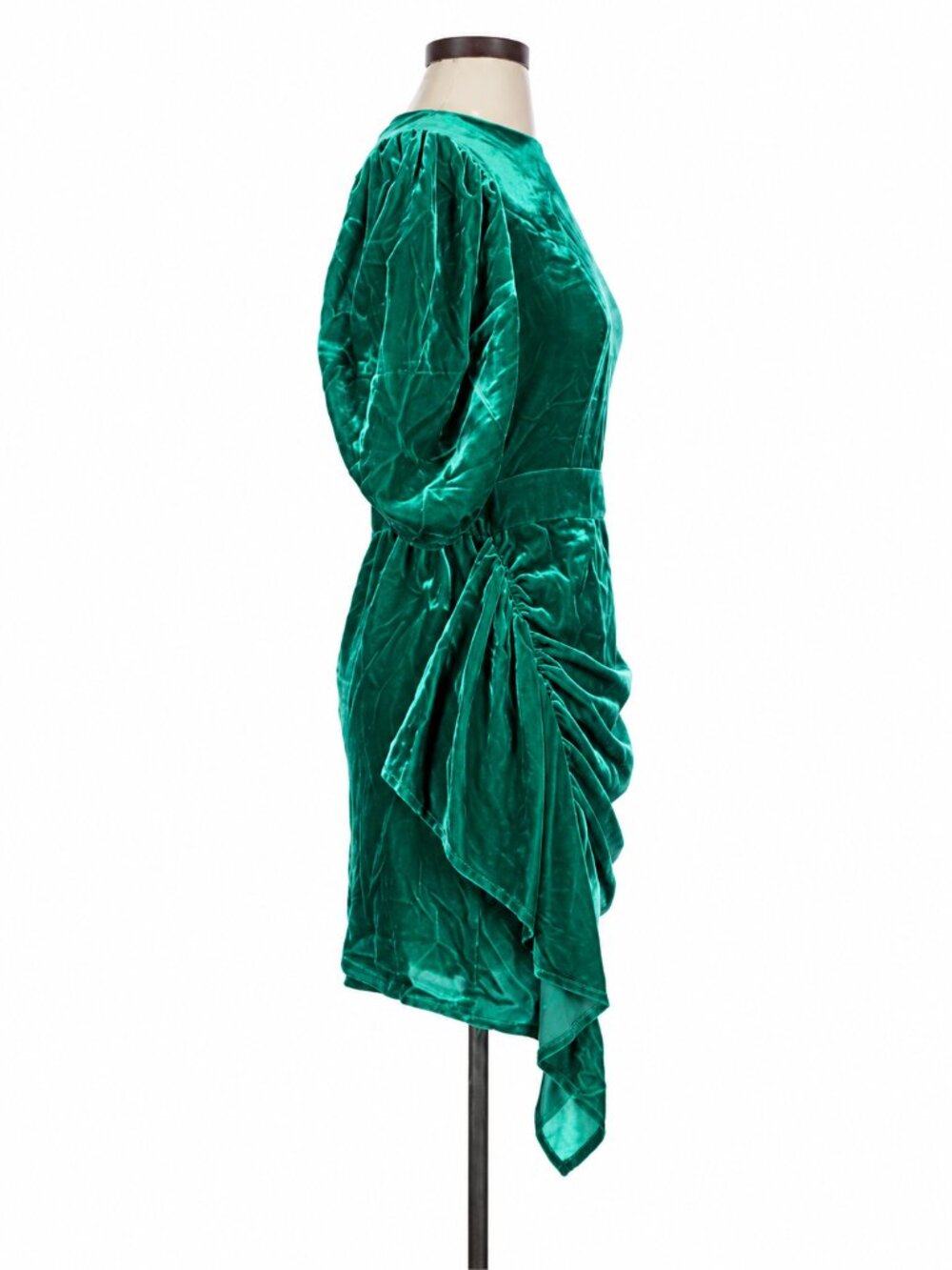 RHODE Pia Emerald Green Velvet Ruched Ruffle Mini Dress 2 NWT - Picture 4 of 7
